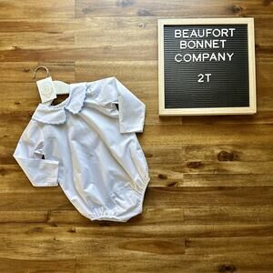 NWT TBBC Peter Pan Collar Long Sleeve Onesie - Worth Avenue White 2T